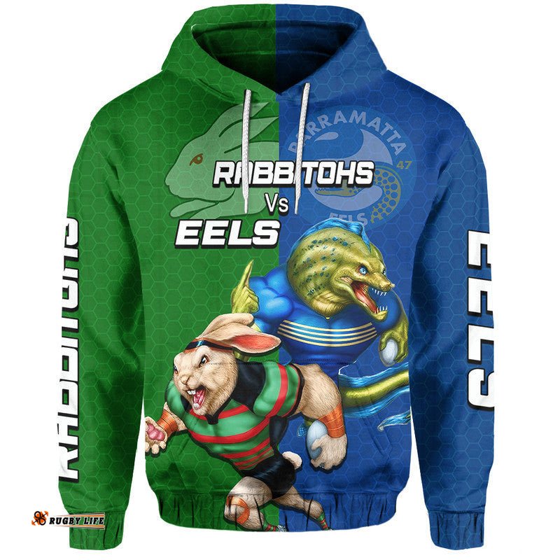 eels and rabbitohs rugby hoodie