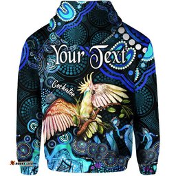 custom personalised australian astrology zip up and pullover hoodie libra cockatoo glider zodiac aboriginal vibes blue