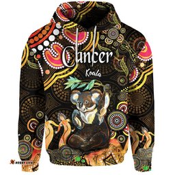 custom personalised australian astrology zip up and pullover hoodie cancer koala zodiac aboriginal vibes gold