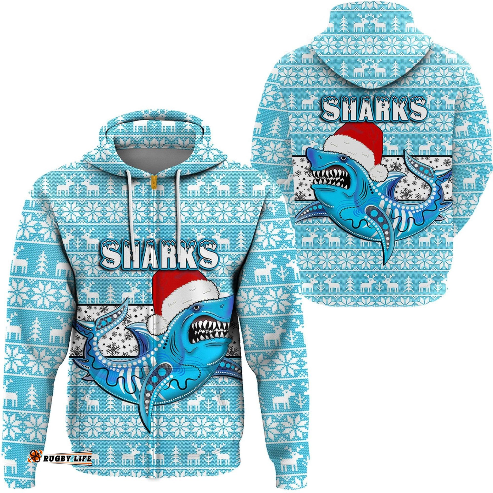 vibe hoodie clothing cronulla sutherland sharks christmas zip hoodie