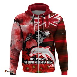 anzac dolphins rugby hoodie we shall remember
