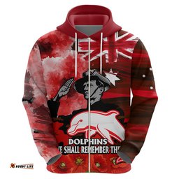anzac dolphins rugby hoodie we shall remember