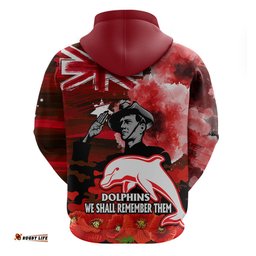 anzac dolphins rugby hoodie we shall remember