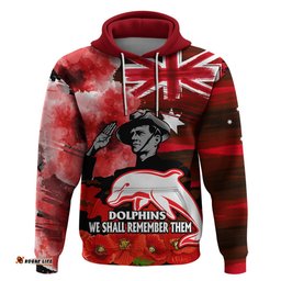 anzac dolphins rugby hoodie we shall remember