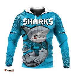 custom text and number sharks rugby hoodie go sharkies aboriginal sporty version