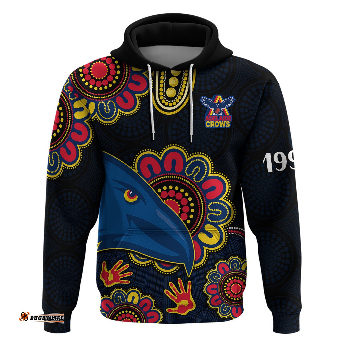 custom personalised afl adelaide football the crows 1990 aboriginal hoodie
