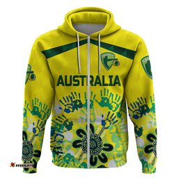 custom personalised australia cricket hoodie aboriginal style unique yellow