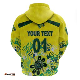custom personalised australia cricket hoodie aboriginal style unique yellow