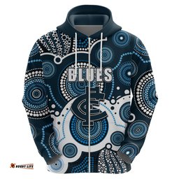 custom personalised and number blues afl hoodie aboriginal patterns
