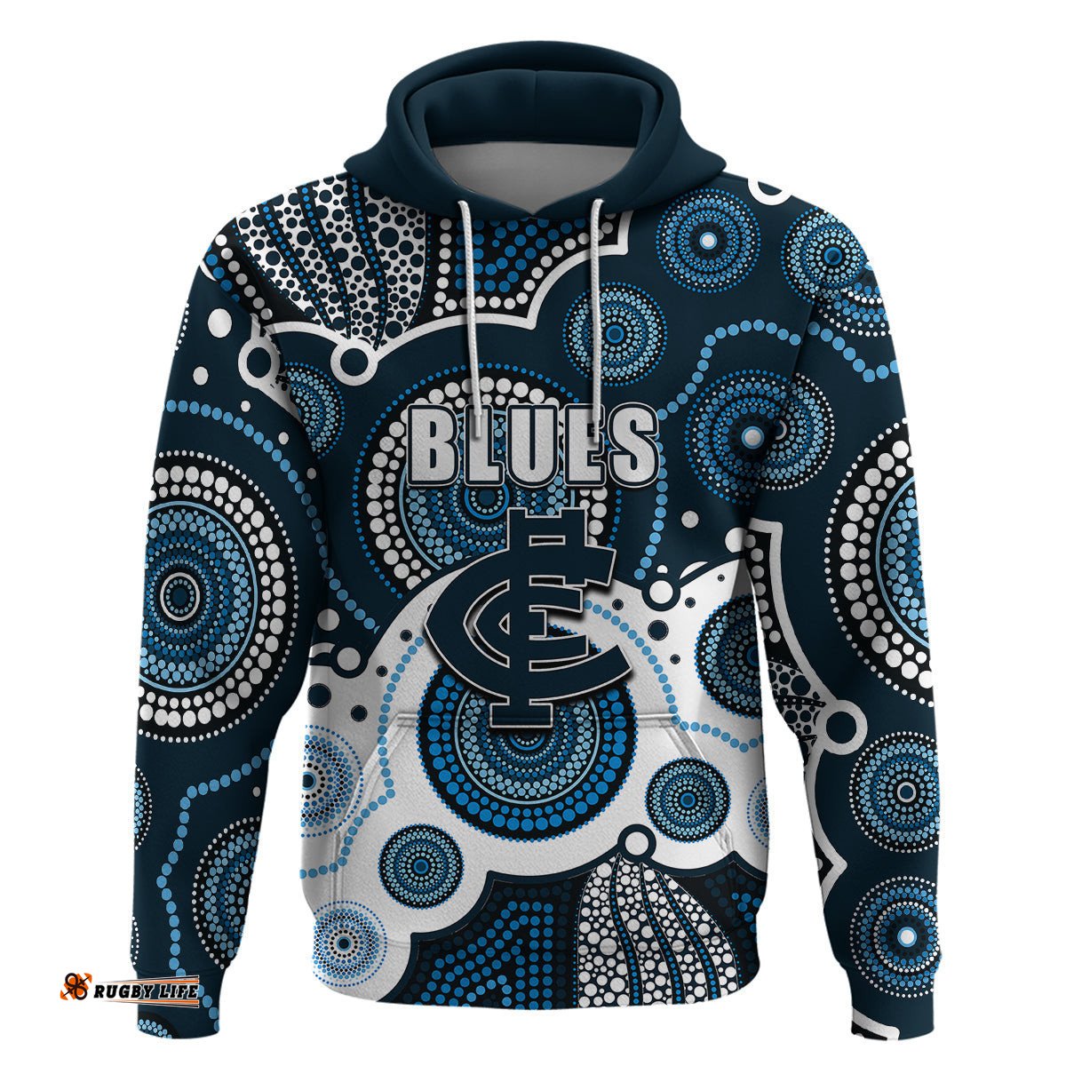custom personalised and number blues afl hoodie aboriginal patterns