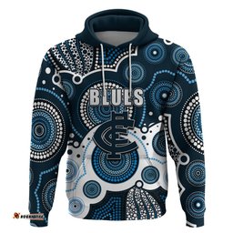 custom personalised and number blues afl hoodie aboriginal patterns