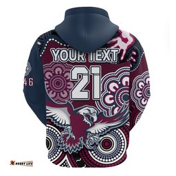 custom text and number sea eagles rugby zip up and pullover hoodie simple aboriginal 1946