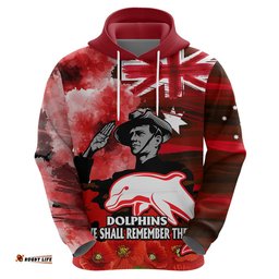 custom personalised anzac dolphins rugby hoodie we shall remember