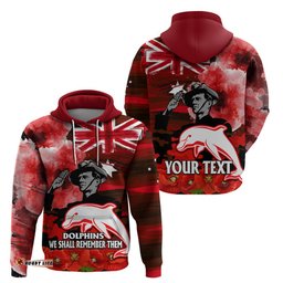 custom personalised anzac dolphins rugby hoodie we shall remember