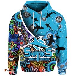 custom personalised cronulla sutherland zip up and pullover hoodie sharks indigenous aboriginal