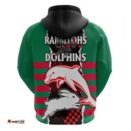nrl combine rabbitohs and dolphins hoodie