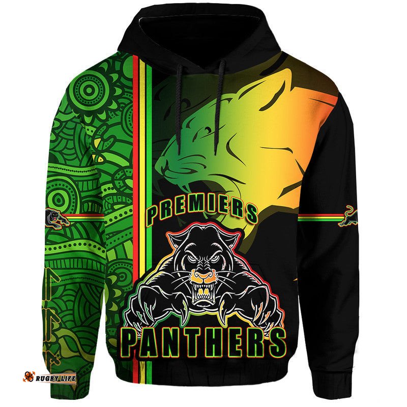 penrith panthers premiers zip up and pullover hoodie angry panther indigenous aboriginal style