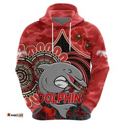 nrl anzac redcliffe dolphins poppy flowers hoodie