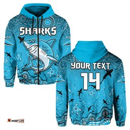 custom text and number sharks rugby hoodie go sharkies aboriginal special version