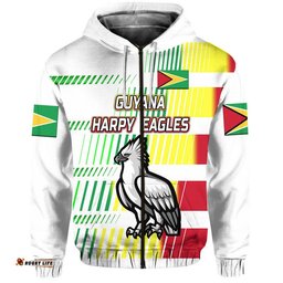 custom personalised guyana cricket harpy eagles zip up and pullover hoodie original style white