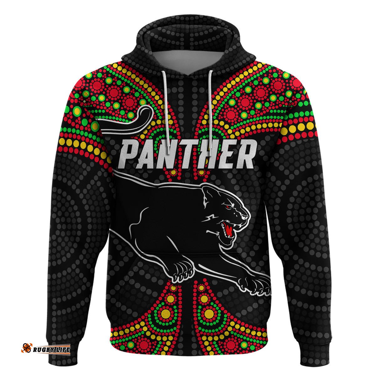 panthers liquorice allsorts rugby aboriginal hoodie