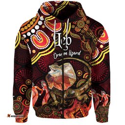 australian astrology zip up and pullover hoodie leo dragon lizard zodiac aboriginal vibes red