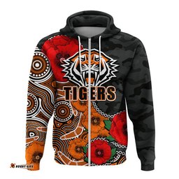 custom personalised anzac day nrl tigers army mix aboriginal hoodie