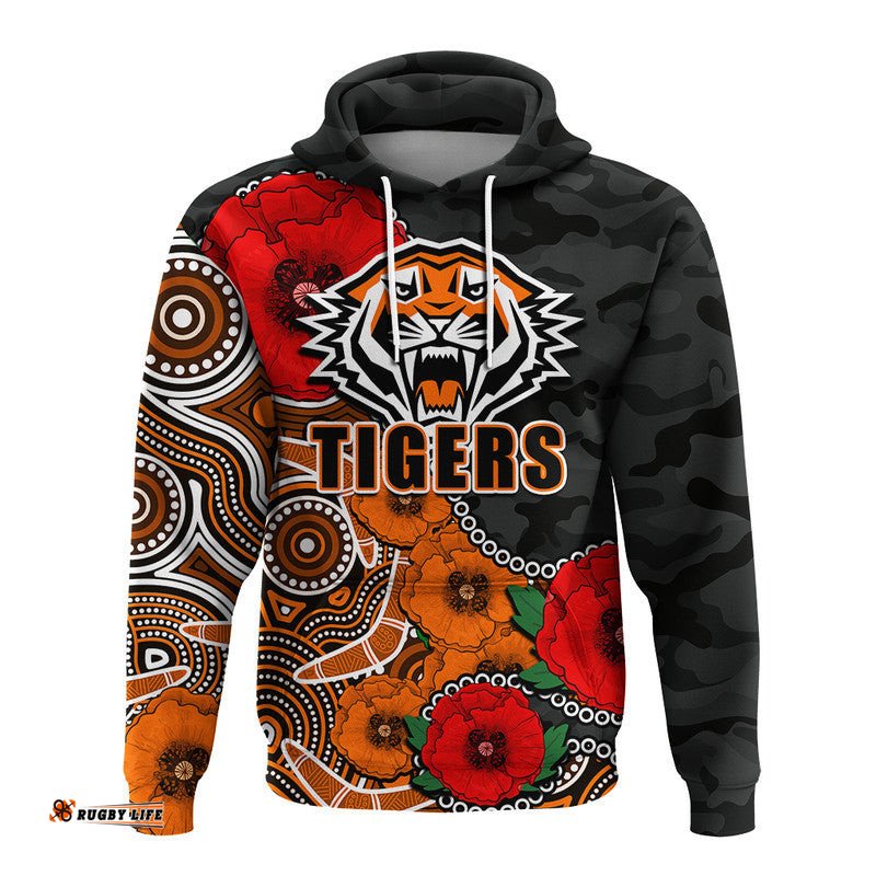 custom personalised anzac day nrl tigers army mix aboriginal hoodie