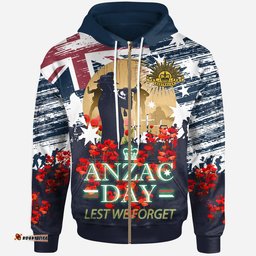 australia anzac day blue custom hoodie remembrance poppy lest we forget