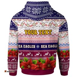 sea eagles rugby chrstmas hoodie custom sea eagles ugly christmas knitted hoodie