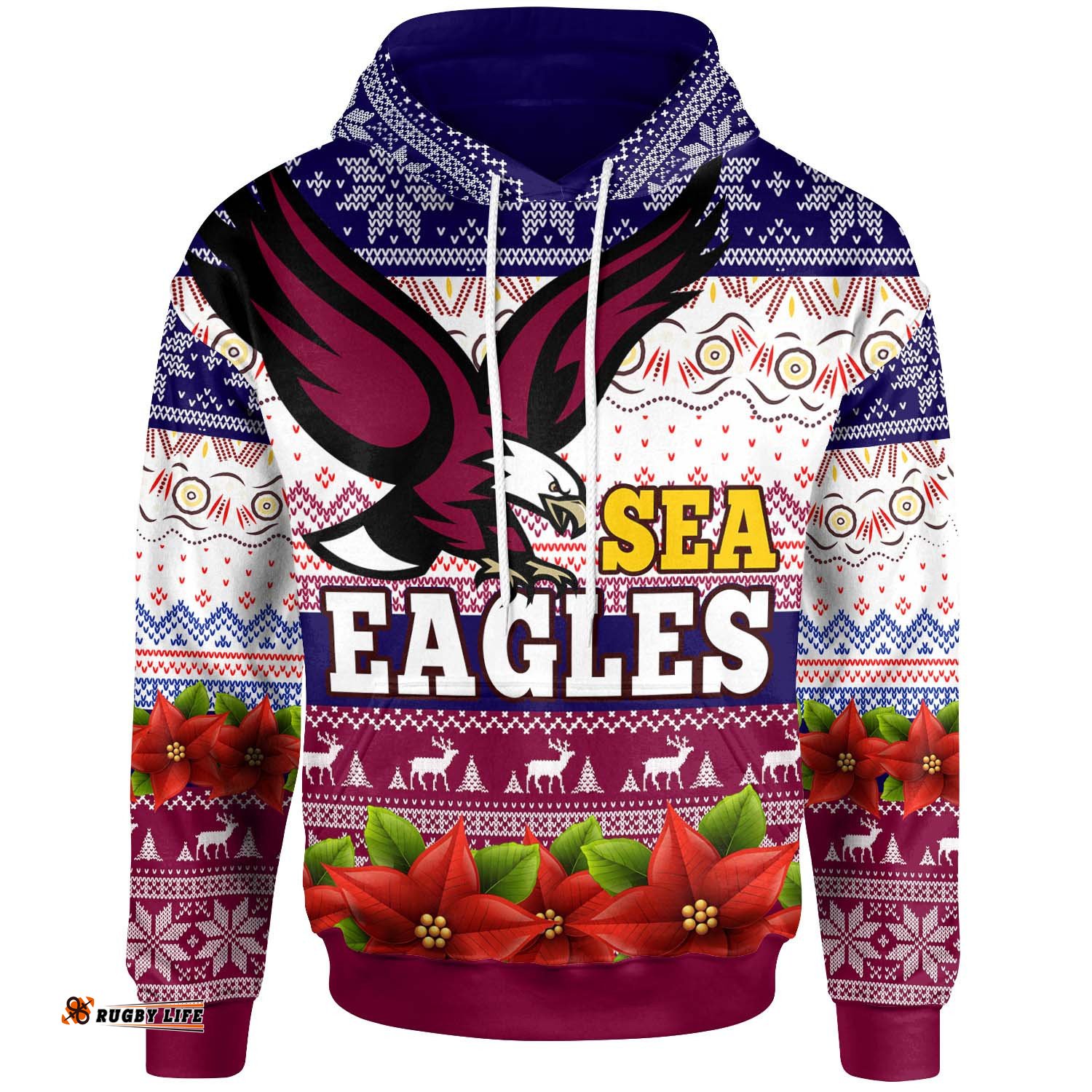 sea eagles rugby chrstmas hoodie custom sea eagles ugly christmas knitted hoodie