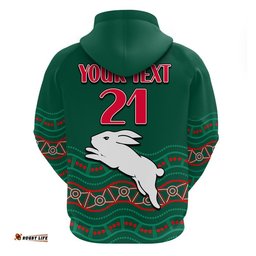 custom personalised rabbitohs australia day zip up and pullover hoodie flag map and aboriginal wave