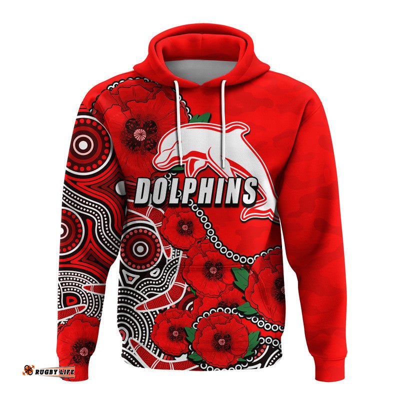 custom personalised anzac day nrl dolphins army mix aboriginal hoodie