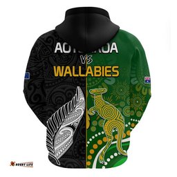 aotearoa rugby all black combine australia wallabies zip up and pullover hoodie aboriginal kangaroo and maori fern