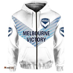 custom personalised melbourne victory big v zip up and pullover hoodie soccer club original style white