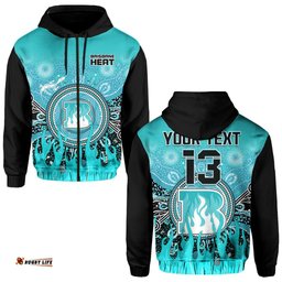 custom text and number brisbane heat hoodie aboriginal dot fire australia cricket