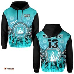 custom text and number brisbane heat hoodie aboriginal dot fire australia cricket