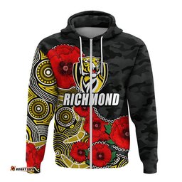 custom personalised anzac day afl richmond army mix aboriginal hoodie