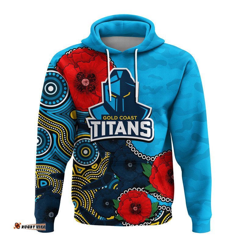 custom personalised anzac day nrl titans army mix aboriginal hoodie