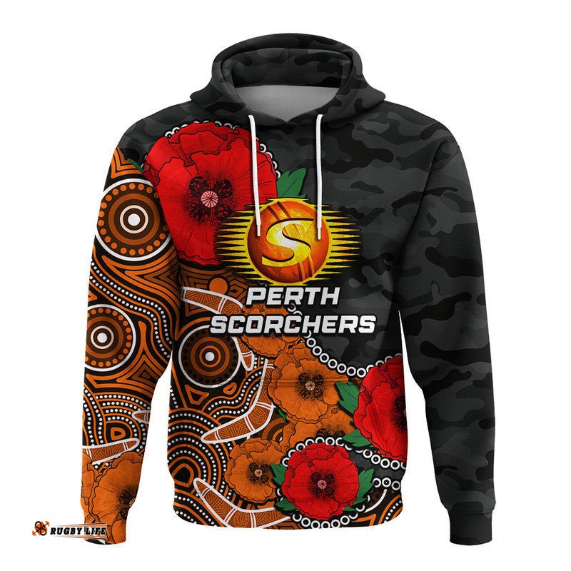 custom personalised anzac day perth scorchers army mix aboriginal hoodie