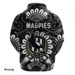 magpies football zip up and pullover hoodie boomerang indigenous dots