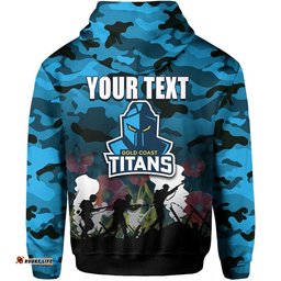 custom personalised nrl anzac day hoodie titans army style