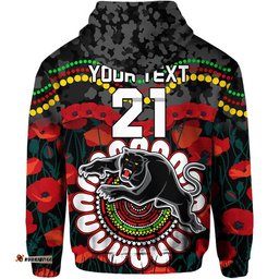custom personalised panthers rugby anzac zip up and pullover hoodie camouflage poppy
