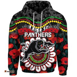 custom personalised panthers rugby anzac zip up and pullover hoodie camouflage poppy