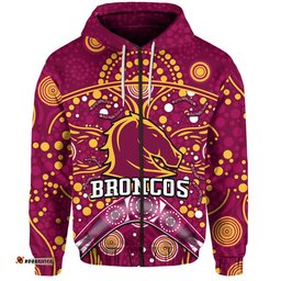 broncos rugby zip up and pullover hoodie boomerang indigenous dots
