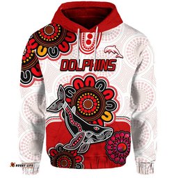 dolphins rugby zip up and pullover hoodie indigenous circles and waves white