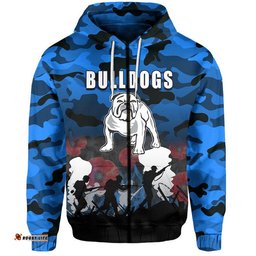 custom personalised nrl anzac day hoodie bulldogs army style