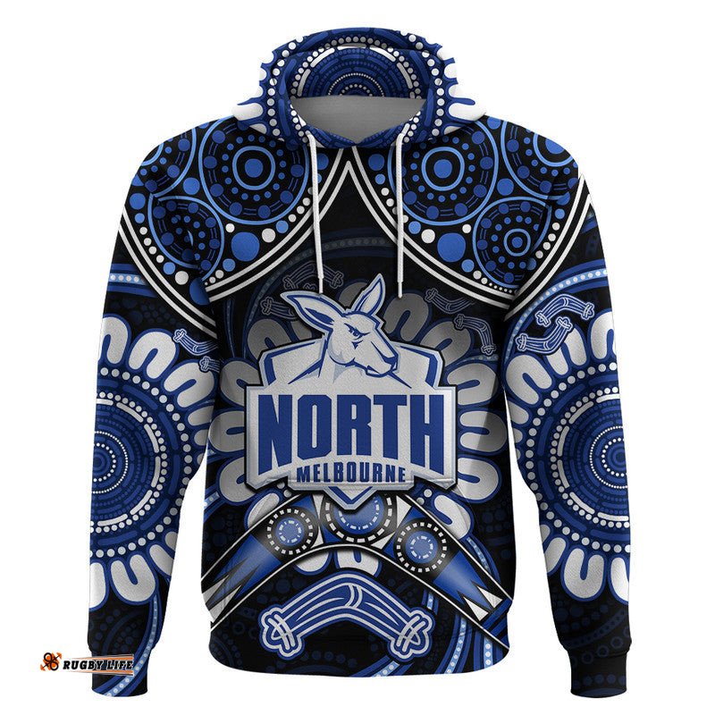 kangaroos football zip up and pullover hoodie boomerang indigenous dots