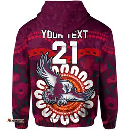 custom personalised sea eagles rugby anzac zip up and pullover hoodie camouflage poppy