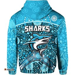sharks rugby zip up and pullover hoodie boomerang indigenous dots